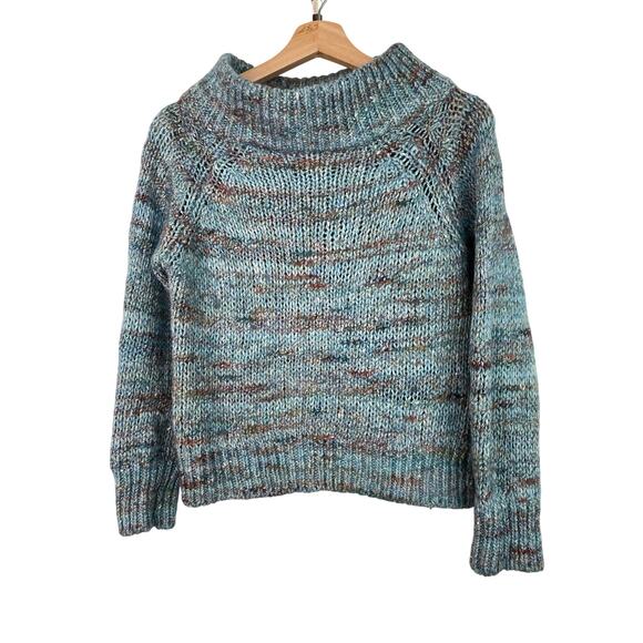 Anthropologie MOTH Size S Teal Rust Wool Blend Sweater Made in Italy - Picture 1 of 6
